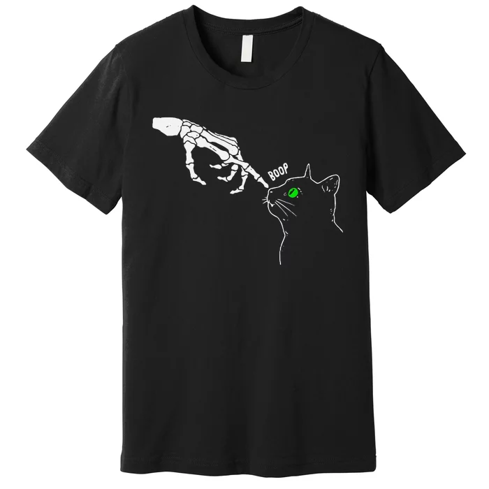 Skeleton Hand Boop On A CatS Nose Premium T-Shirt