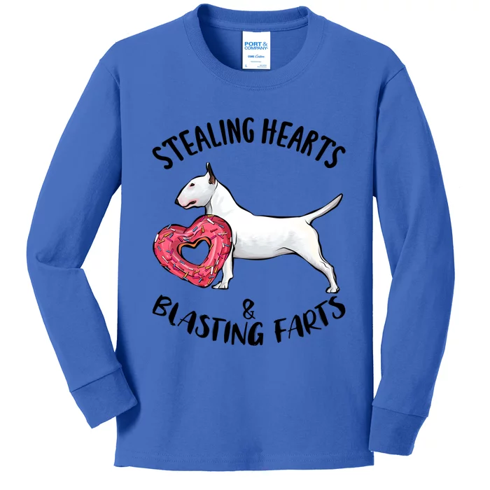 Stealing Hearts Blasting Farts Bull Terrier Valentines Day Gift Kids Long Sleeve Shirt