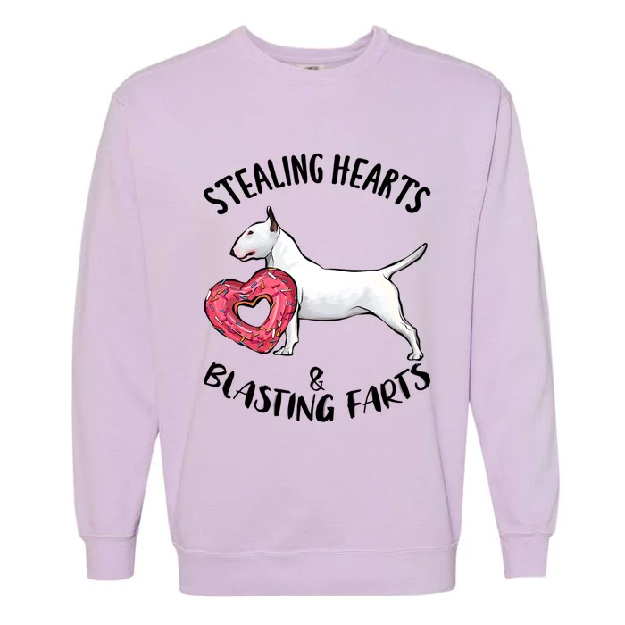 Stealing Hearts Blasting Farts Bull Terrier Valentines Day Gift Garment-Dyed Sweatshirt