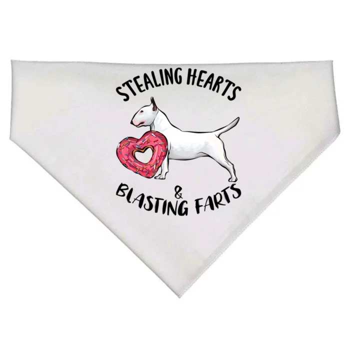 Stealing Hearts Blasting Farts Bull Terrier Valentines Day Gift USA-Made Doggie Bandana