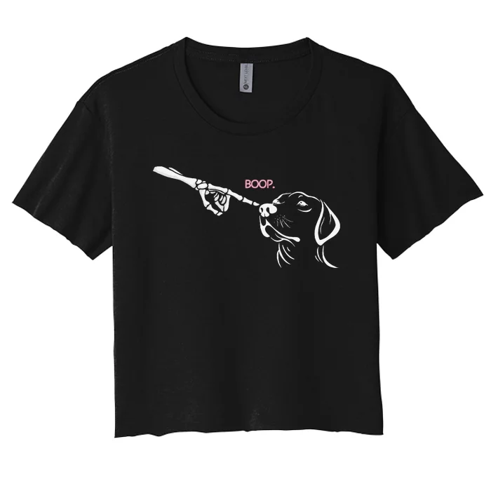 Skeleton Hand Boop Dog Nose Halloween Women's Crop Top Tee