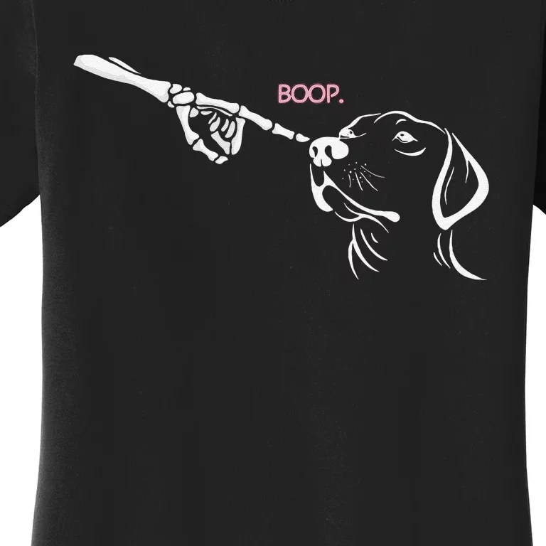 Skeleton Hand Boop Dog Nose Halloween Women's T-Shirt