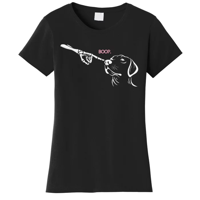 Skeleton Hand Boop Dog Nose Halloween Women's T-Shirt