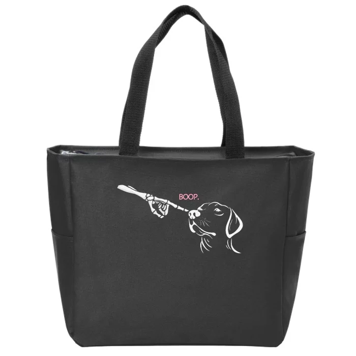 Skeleton Hand Boop Dog Nose Halloween Zip Tote Bag