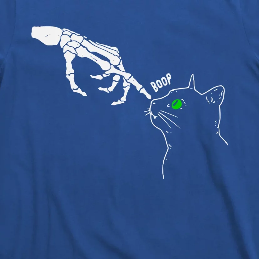 Skeleton Hand Boop On A Cats Nose Funny Halloween Graphic Funny Gift T-Shirt