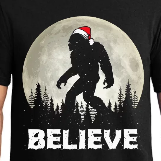 Santa Hat Bigfoot Believe Christmas Lights Rock Sasquatch Pajama Set