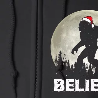 Santa Hat Bigfoot Believe Christmas Lights Rock Sasquatch Full Zip Hoodie