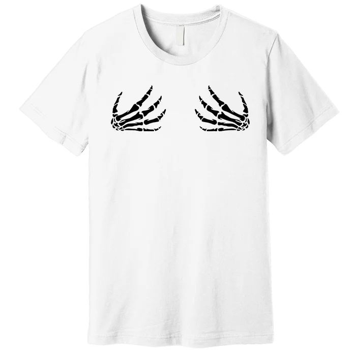 Skeleton Hand Boobs Funny Halloween Costume Ggift Premium T-Shirt