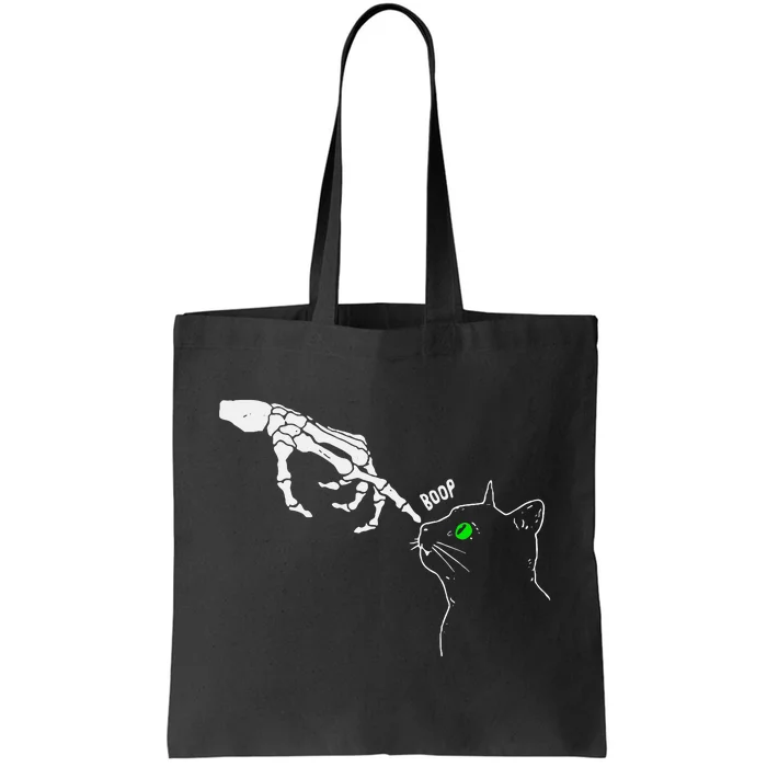 Skeleton Hand Boop On A CatS Nose Funny Halloween Tote Bag