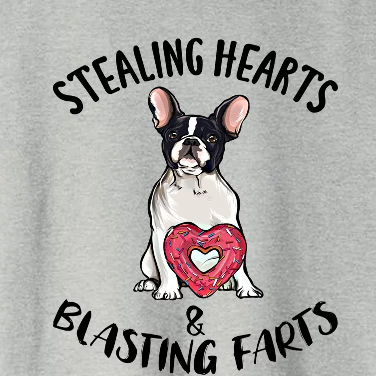 Stealing Hearts Blasting Farts French Bulldog Valentines Day Cute Gift Women's Crop Top Tee