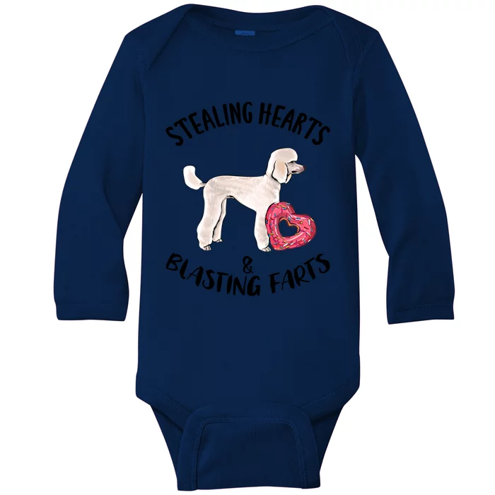 Stealing Hearts Blasting Farts Poodle Valentines Day Meaningful Gift Baby Long Sleeve Bodysuit