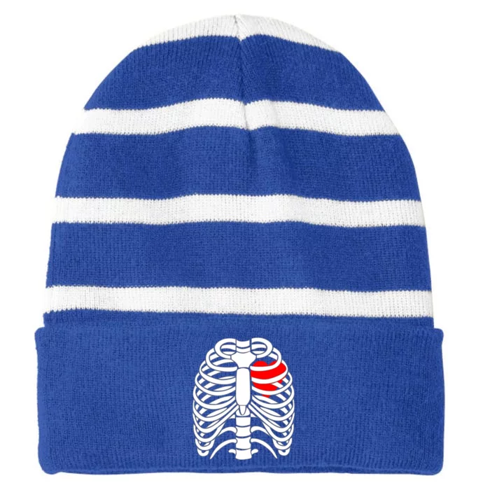 Skeleton Halloween Costume Gift Striped Beanie with Solid Band