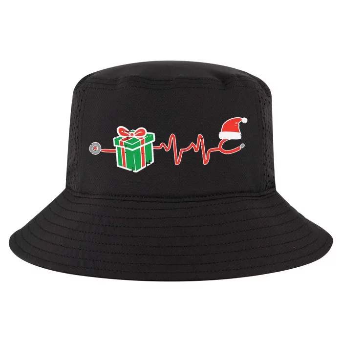 Stethoscope Heartbeat Christmas Nurse Xmas Nursing Scrub Top Cool Comfort Performance Bucket Hat