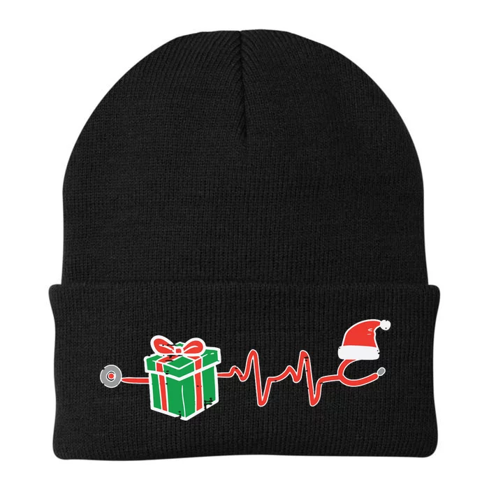 Stethoscope Heartbeat Christmas Nurse Xmas Nursing Scrub Top Knit Cap Winter Beanie