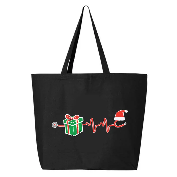 Stethoscope Heartbeat Christmas Nurse Xmas Nursing Scrub Top 25L Jumbo Tote