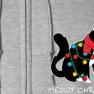 Santa Hat Cat Meowy XMas Light Up Funny Christmas Gift Full Zip Hoodie