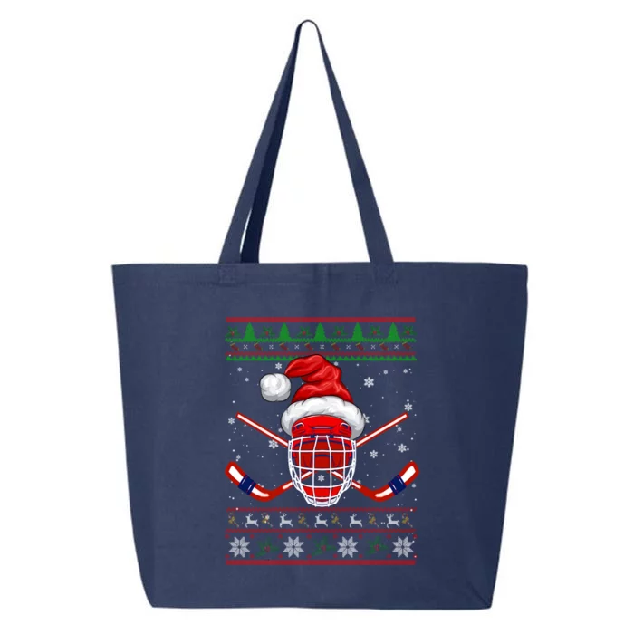 Santa Hockey Christmas Sweater Santa Hockey Player Meaningful Gift 25L Jumbo Tote