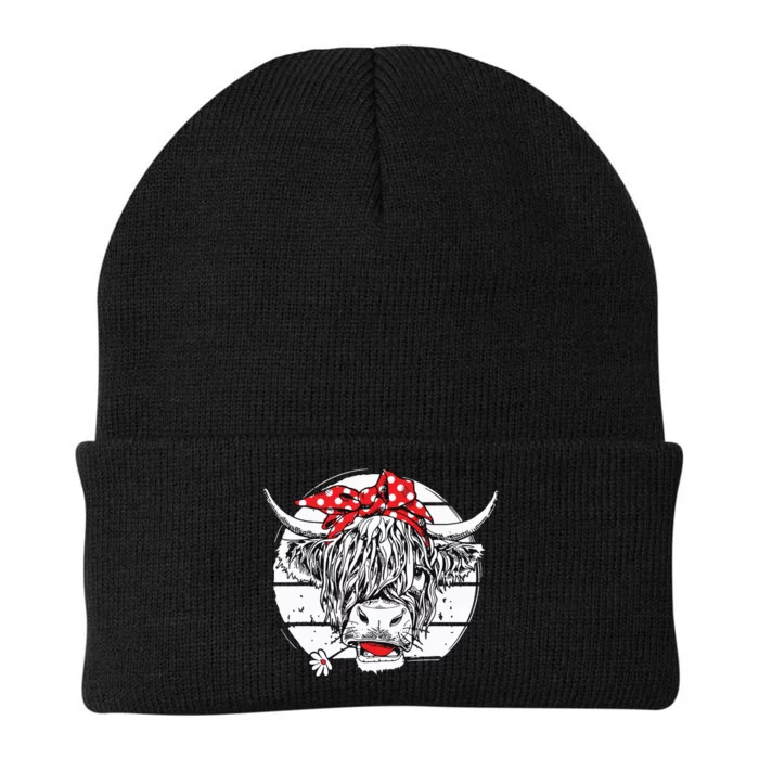 Scottish Highland Cow Cattle Hairy Cow Flowers Knit Cap Winter Beanie