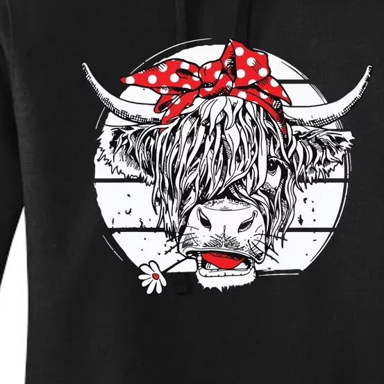 Scottish Highland Cow Cattle Hairy Cow Flowers Women's Pullover Hoodie