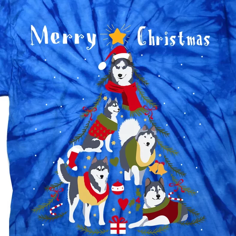 Siberian Husky Christmas Tree Xmas Dog Lover Gift Tie-Dye T-Shirt