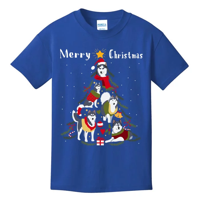 Siberian Husky Christmas Tree Xmas Dog Lover Gift Kids T-Shirt