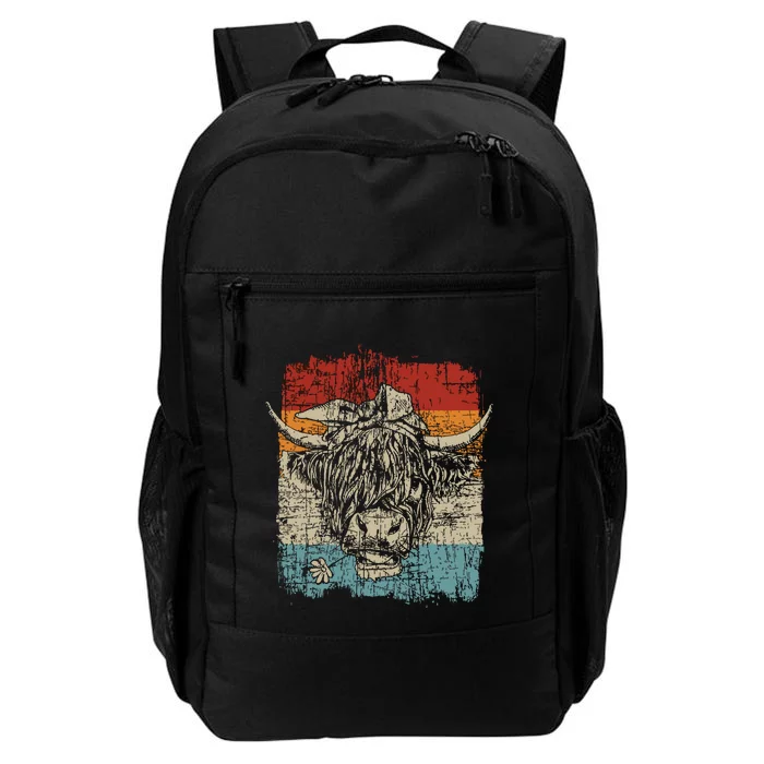 Scottish Highland Cow Cattle Hairy Cow Flowers Daily Commute Backpack