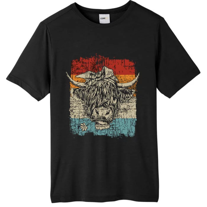 Scottish Highland Cow Cattle Hairy Cow Flowers ChromaSoft Performance T-Shirt