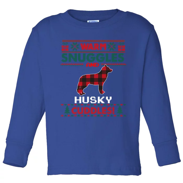 Siberian Husky Christmas Pajama Cute Gift Ugly Christmas Sweater Gift Toddler Long Sleeve Shirt