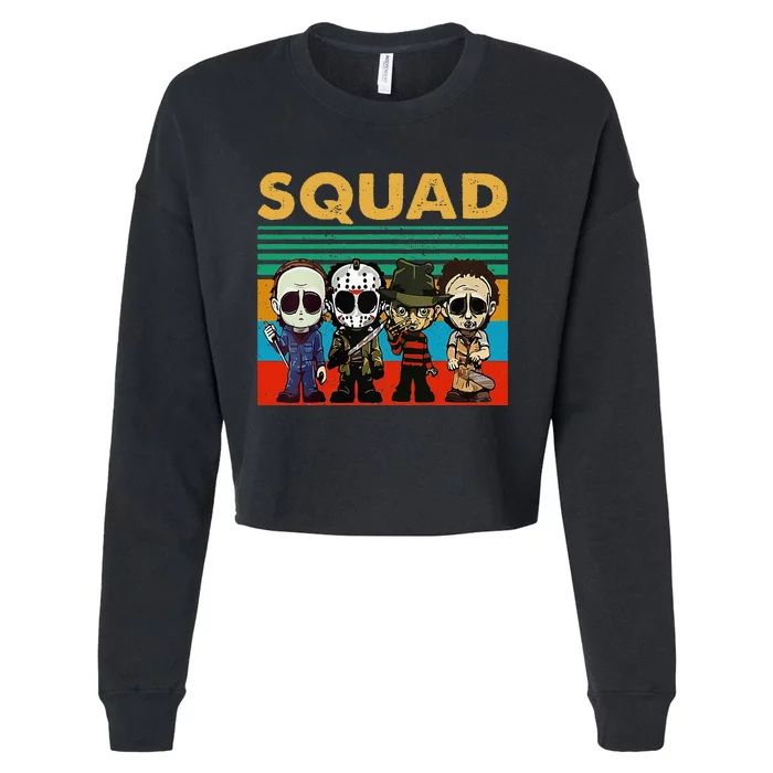 Squad Horror Character Horror Movies Fan Lover Halloween Cropped Pullover Crew