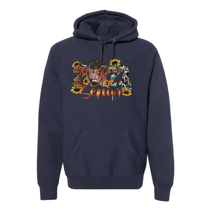 Senior Highland Cow Western Graduation Gift Class Premium Hoodie