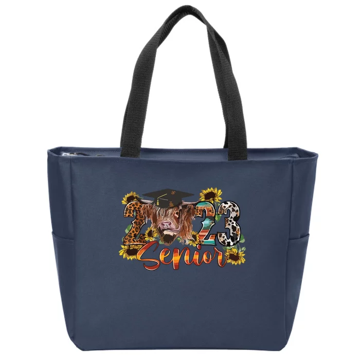 Senior Highland Cow Western Graduation Gift Class Zip Tote Bag