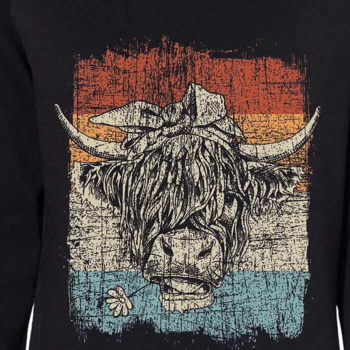 Scottish Highland Cow Cattle Hairy Cow Flowers Woman Womens California Wash Sweatshirt