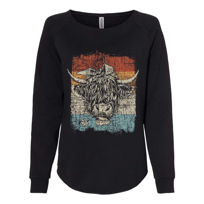 Scottish Highland Cow Cattle Hairy Cow Flowers Woman Womens California Wash Sweatshirt