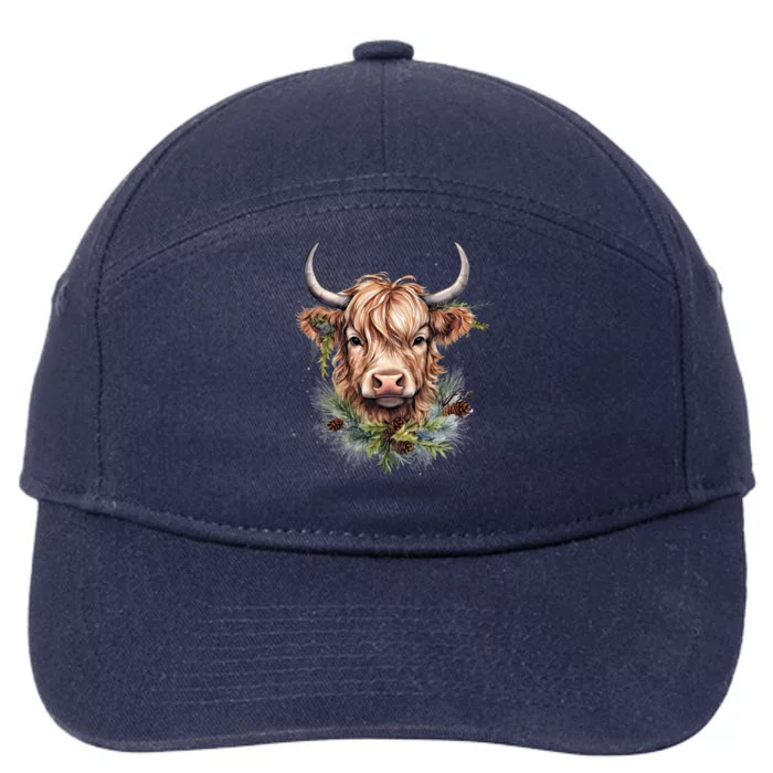 Scottish Highland Cow Cattle Hairy Cow Christmas Meaningful Gift 7-Panel Snapback Hat