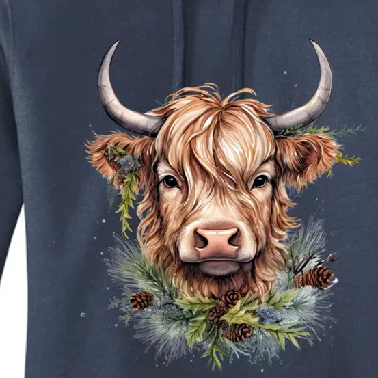 Scottish Highland Cow Cattle Hairy Cow Christmas Meaningful Gift Women's Pullover Hoodie