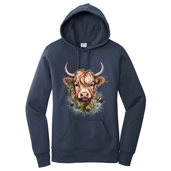 Scottish Highland Cow Cattle Hairy Cow Christmas Meaningful Gift Women's Pullover Hoodie