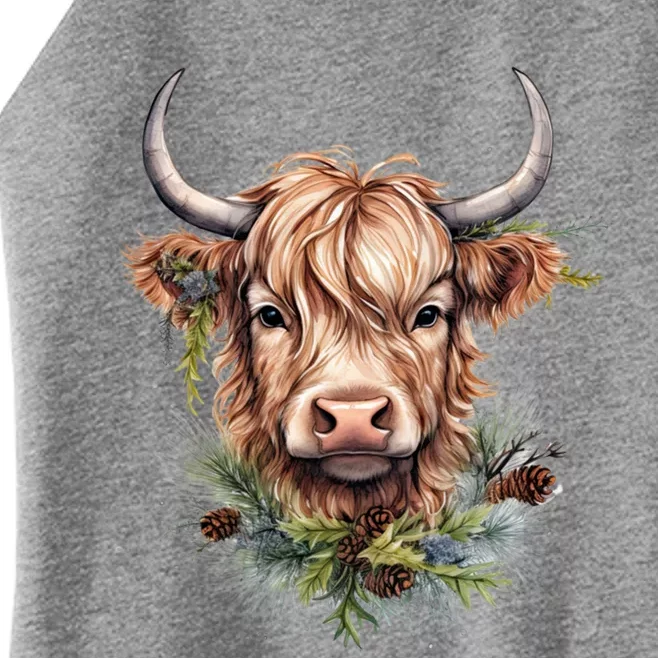 Scottish Highland Cow Cattle Hairy Cow Christmas Meaningful Gift Women’s Perfect Tri Rocker Tank