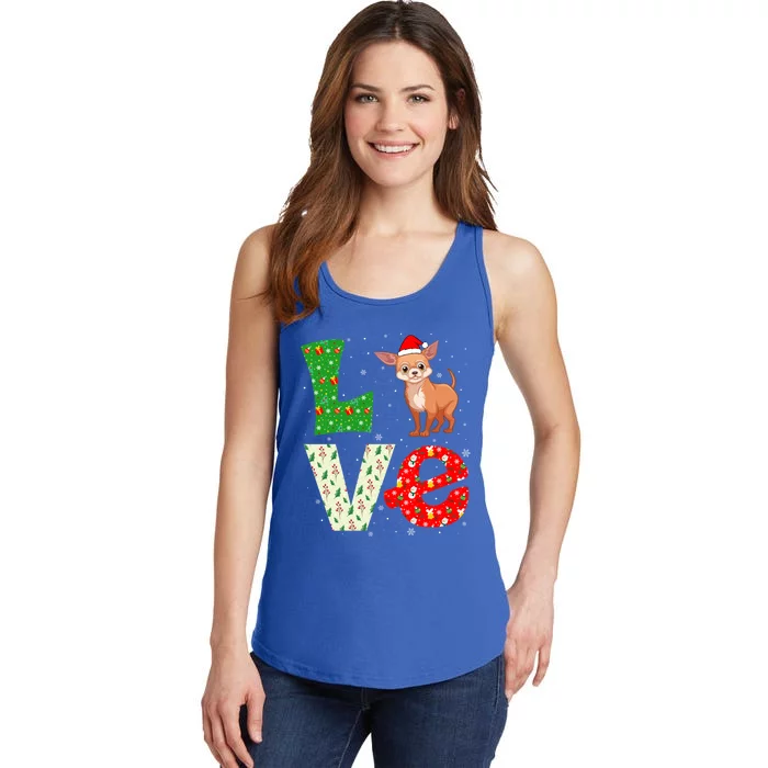 Santa Hat Christmas Themed Love Chihuahua Dog Xmas Holiday Funny Gift Ladies Essential Tank