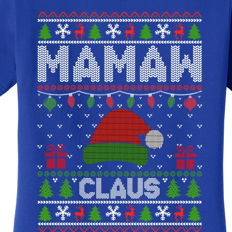 Santa Hat Christmas Light Mamaw Claus Ugly Xmas Holiday Gift Women's T-Shirt