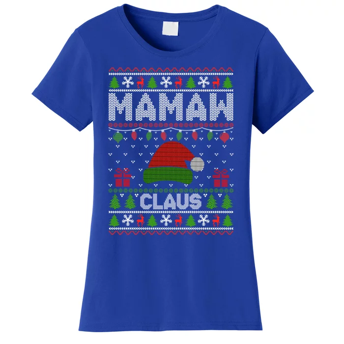 Santa Hat Christmas Light Mamaw Claus Ugly Xmas Holiday Gift Women's T-Shirt