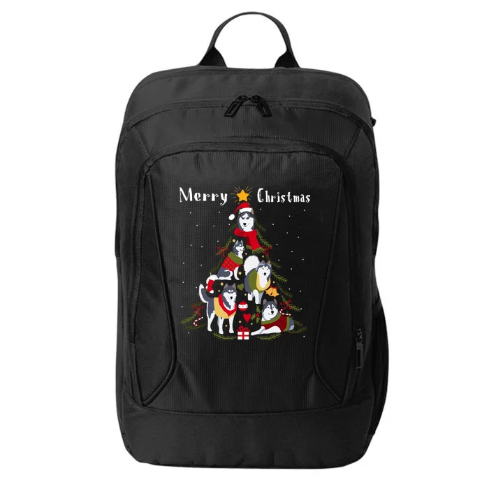 Siberian Husky Christmas Tree Xmas Dog Lover Gift City Backpack