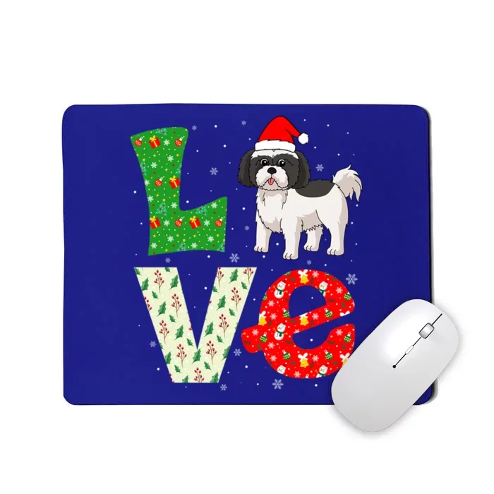 Santa Hat Christmas Themed Love Shih Tzu Dog Xmas Holiday Meaningful Gift Mousepad