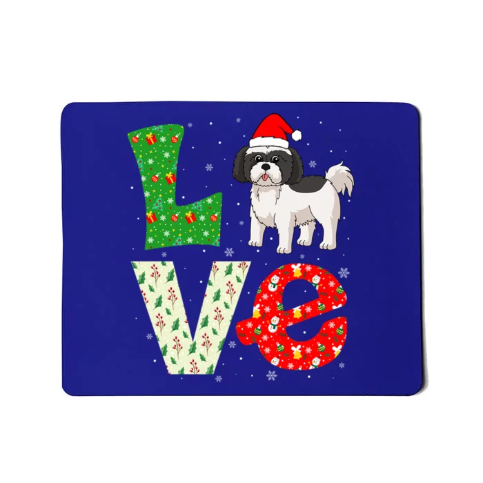 Santa Hat Christmas Themed Love Shih Tzu Dog Xmas Holiday Meaningful Gift Mousepad