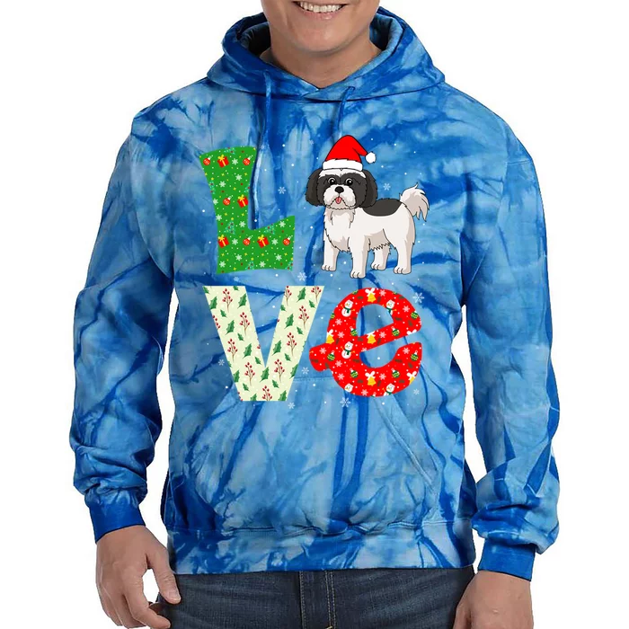 Santa Hat Christmas Themed Love Shih Tzu Dog Xmas Holiday Meaningful Gift Tie Dye Hoodie