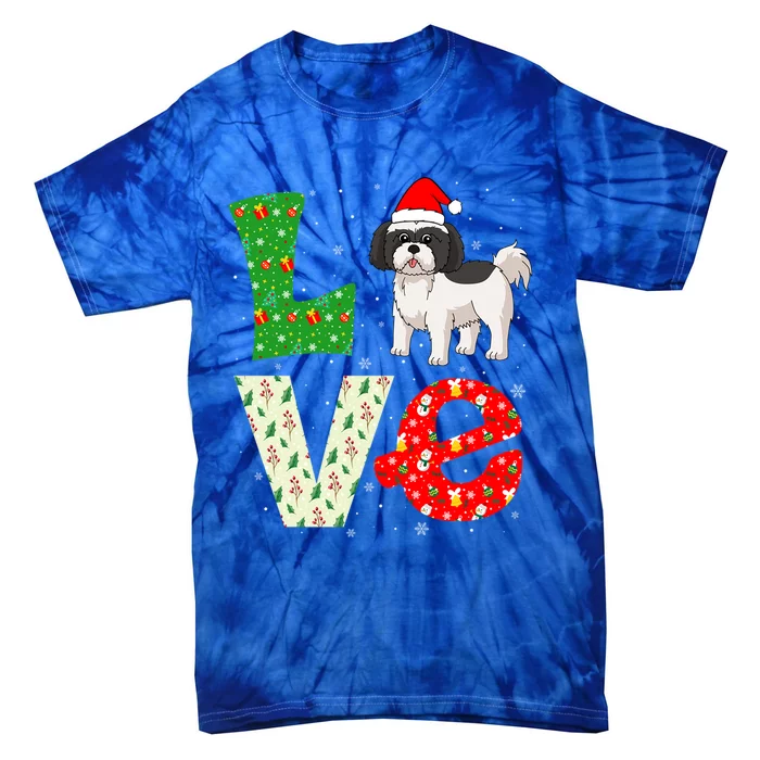 Santa Hat Christmas Themed Love Shih Tzu Dog Xmas Holiday Meaningful Gift Tie-Dye T-Shirt