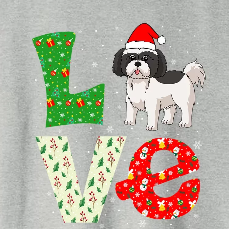 Santa Hat Christmas Themed Love Shih Tzu Dog Xmas Holiday Meaningful Gift Women's Crop Top Tee