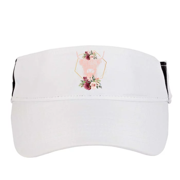 Scottish Highland Cow Cattle Hairy Cow Flowers Woman (1) Adult Drive Performance Visor