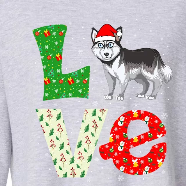 Santa Hat Christmas Themed Cool Love Siberian Husky Dog Xmas Cute Gift Cropped Pullover Crew