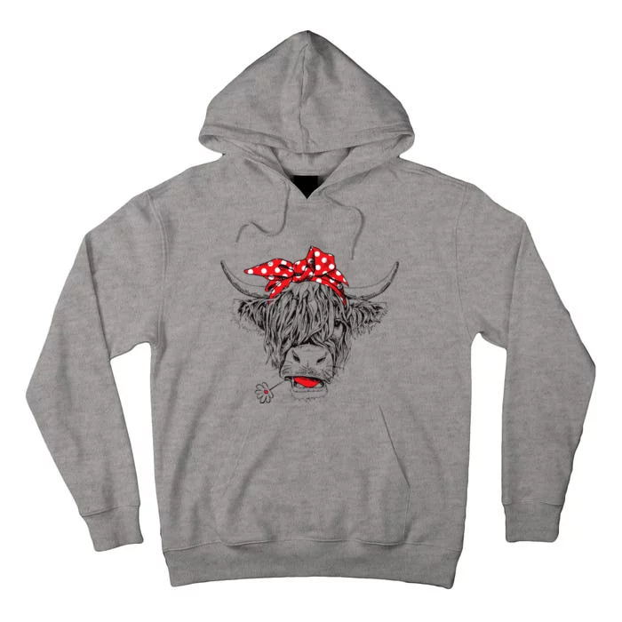 Scottish Highland Cow Cattle Hairy Cow Flowers Woman Tall Hoodie