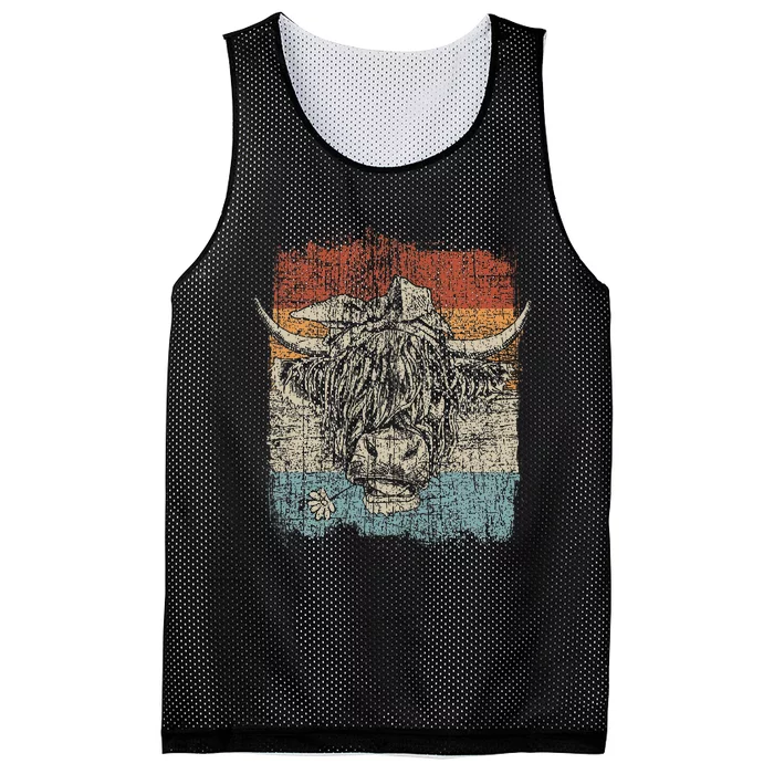 Scottish Highland Cow Cattle Hairy Cow Flowers Woman Mesh Reversible Basketball Jersey Tank